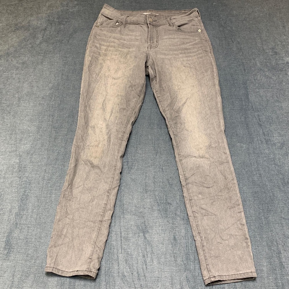 Old Navy Jeans Womens 6 Gray Denim Stretch Light Wash Mid Rise Super Skinny Leg